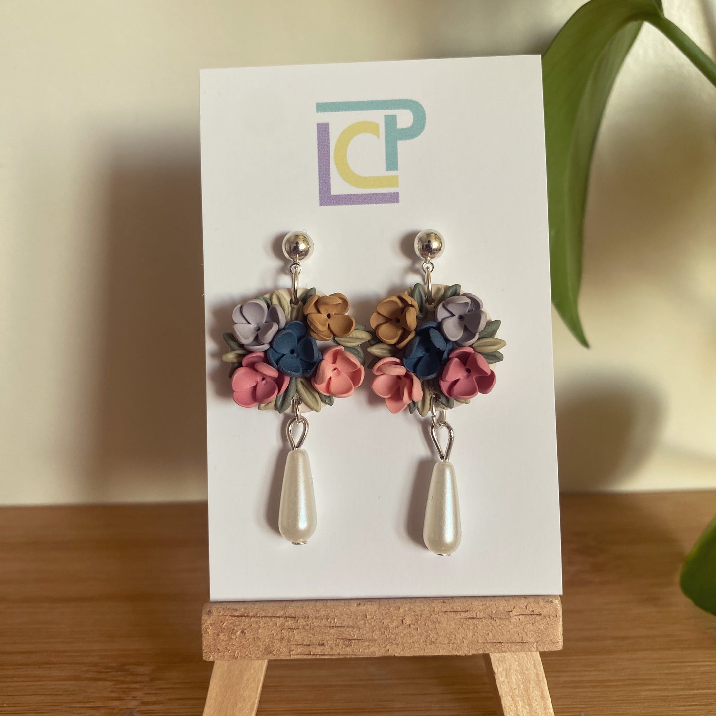 Spring Floral Bouquet Ball Post Earrings