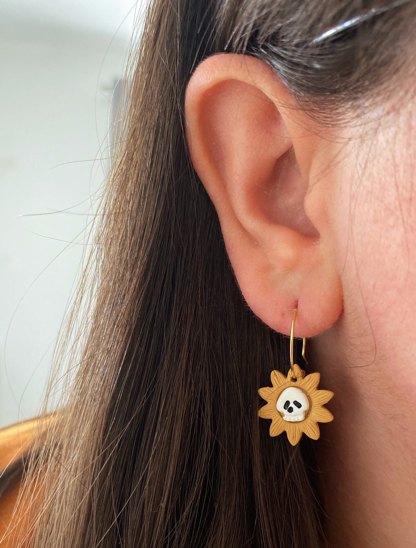 Skull Sunflower Mini Hoops