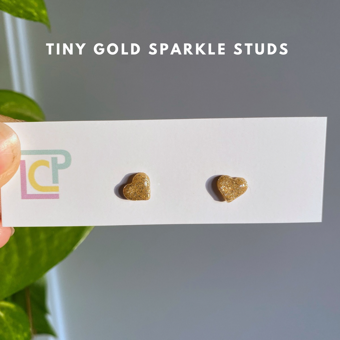 Tiny Sparkle Heart Studs