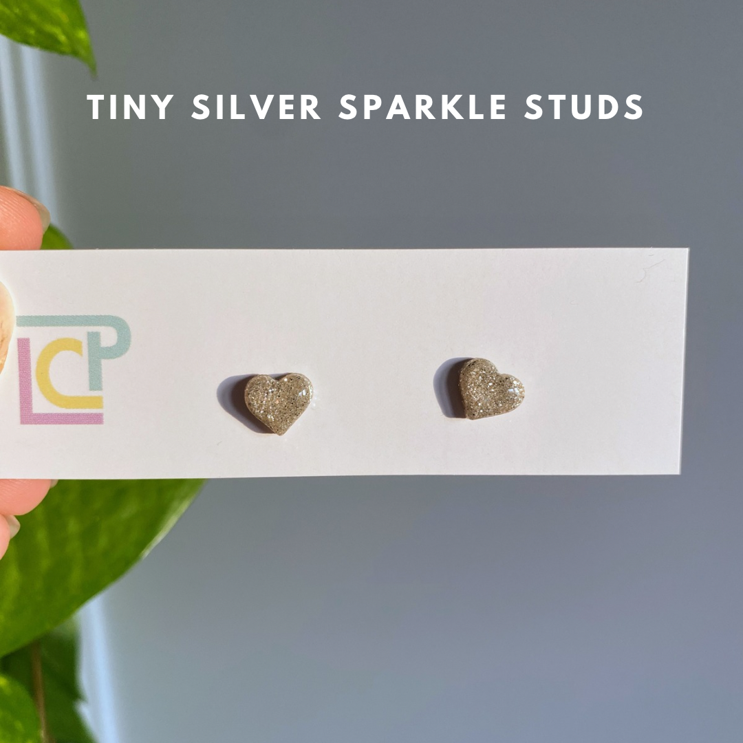 Tiny Sparkle Heart Studs