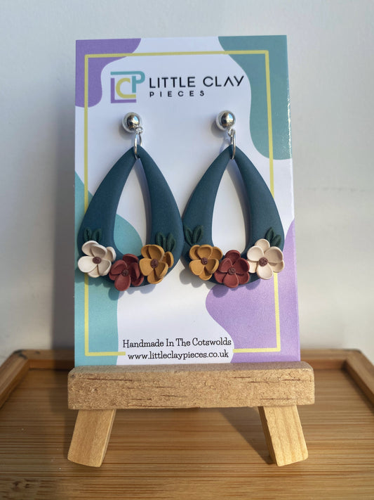 Autumn Floral Trio Statement Earrings