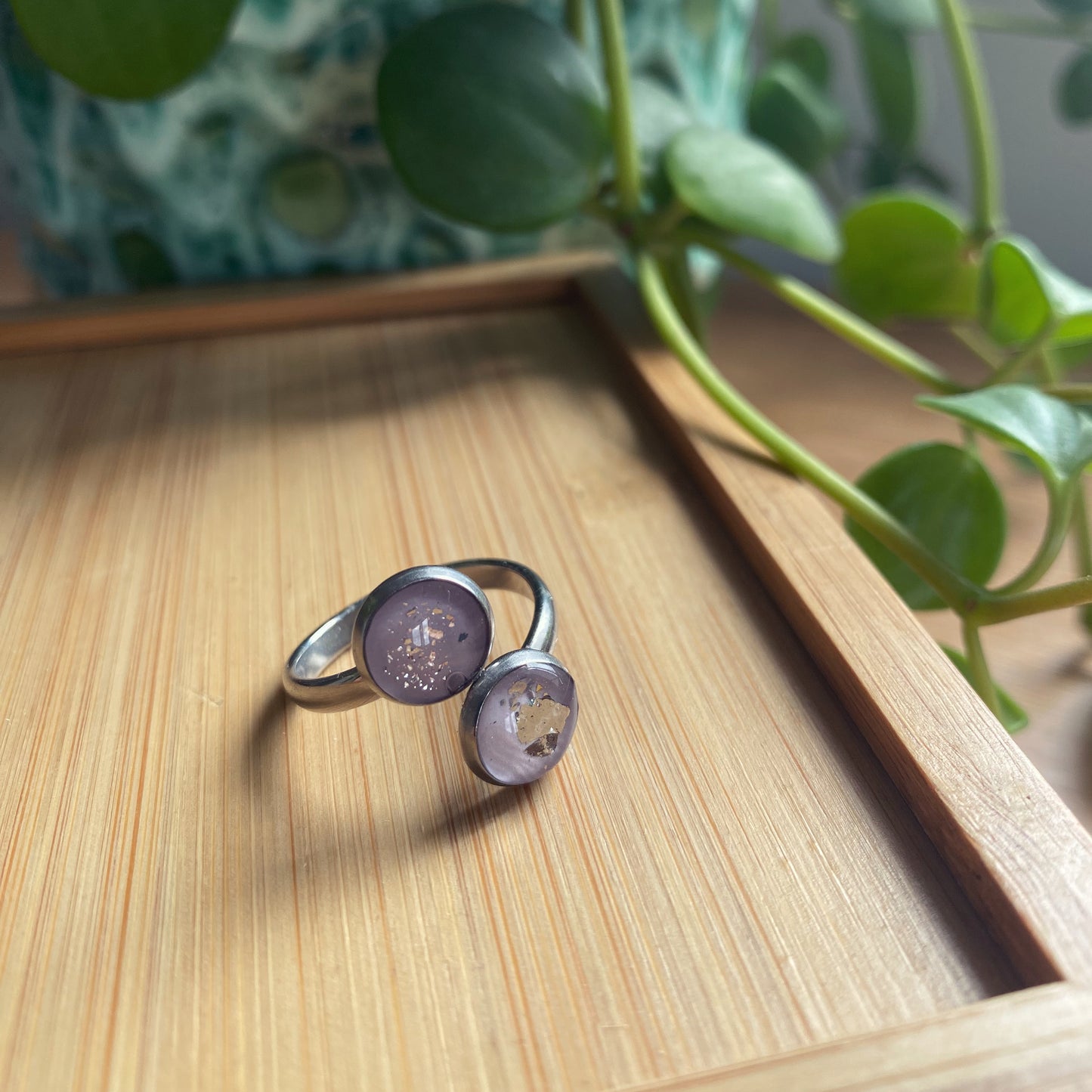 Purple And Silver Foil Double Ring