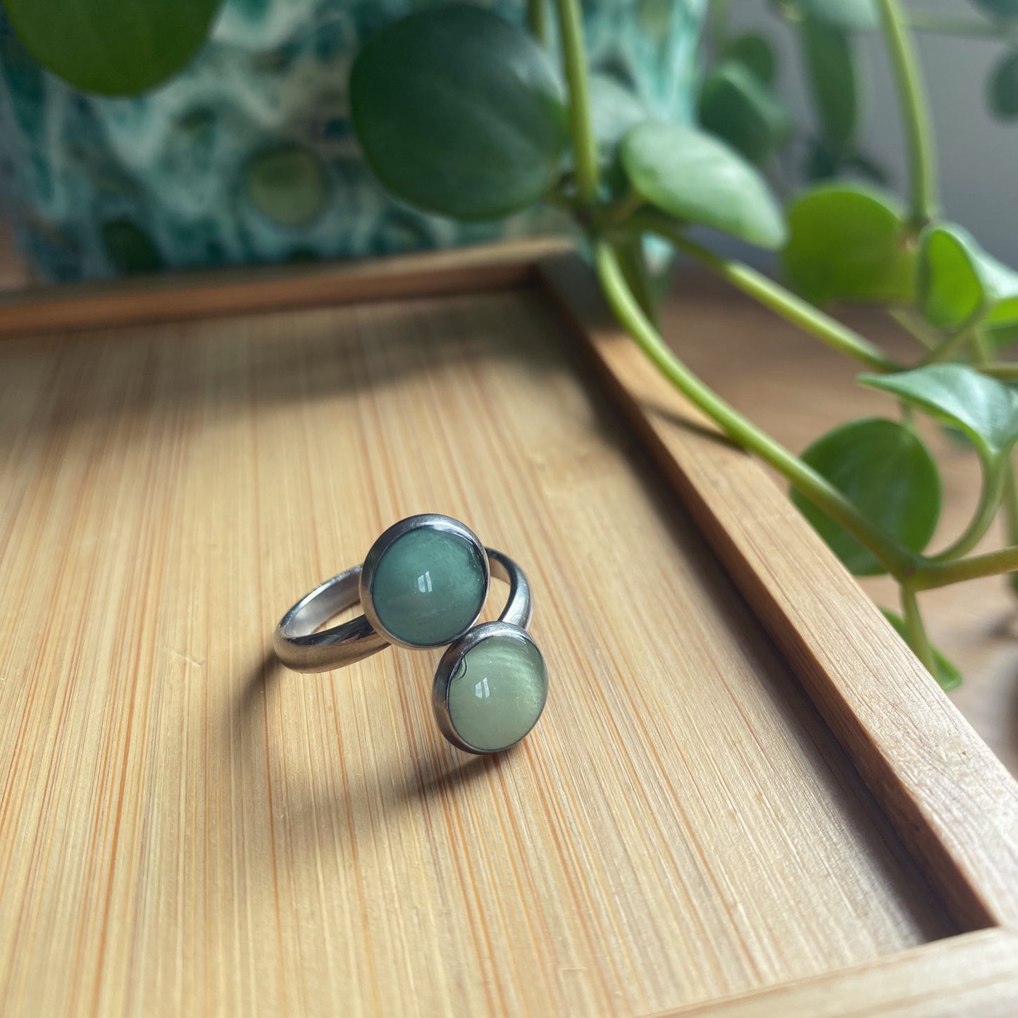 Two Tone Green Double Ring