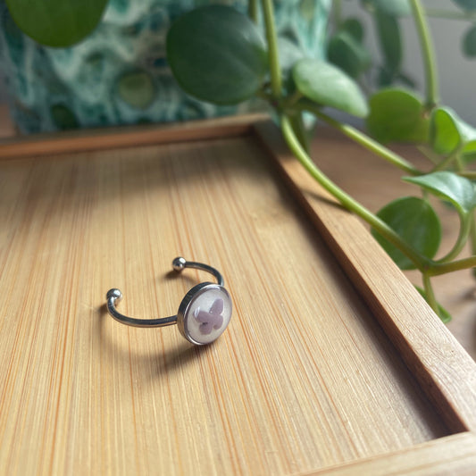 White And Purple Butterfly Ring