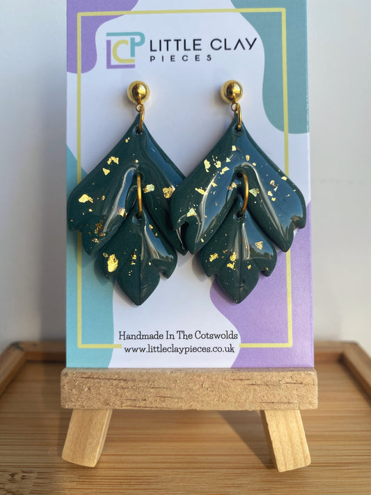 Autumn Leaves Statement Ball Post Earrings