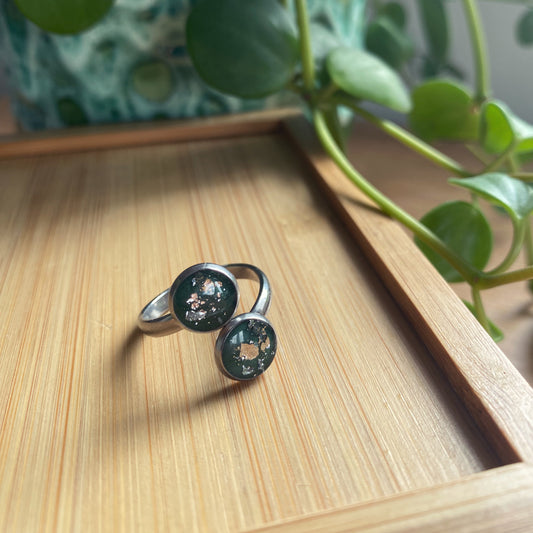 Green And Silver Foil Double Ring