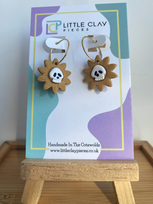 Skull Sunflower Mini Hoops