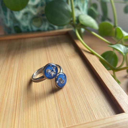 Blue and Silver Foil Double Ring