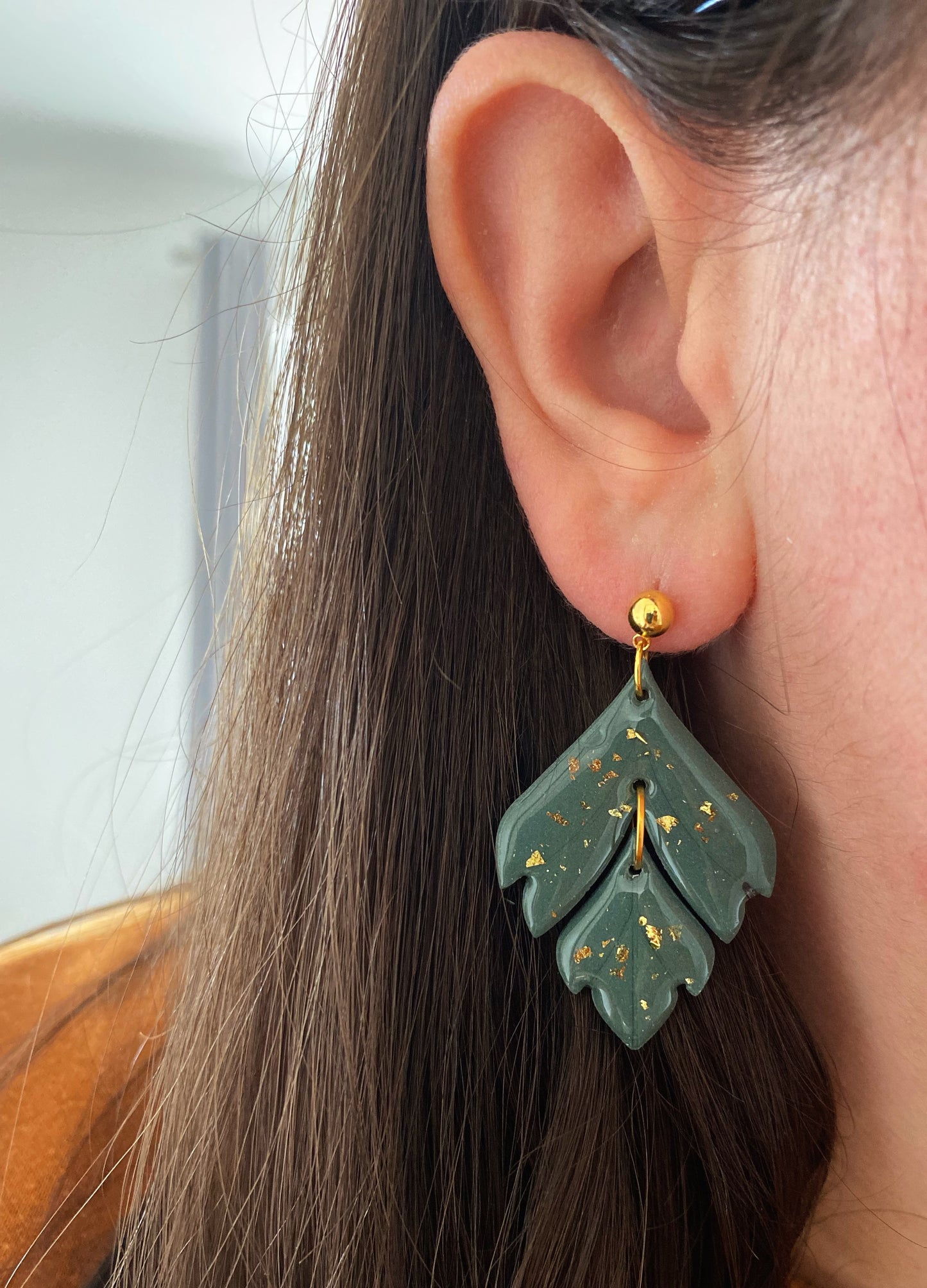 Autumn Leaves Statement Ball Post Earrings