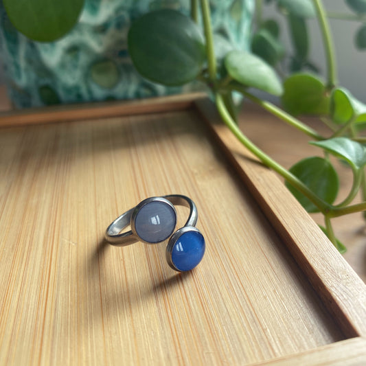 Two Tone Blue Double Ring