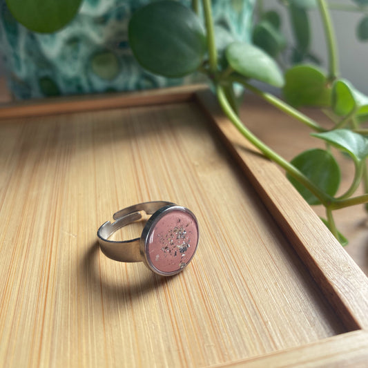 Pink And Silver Foil Ring