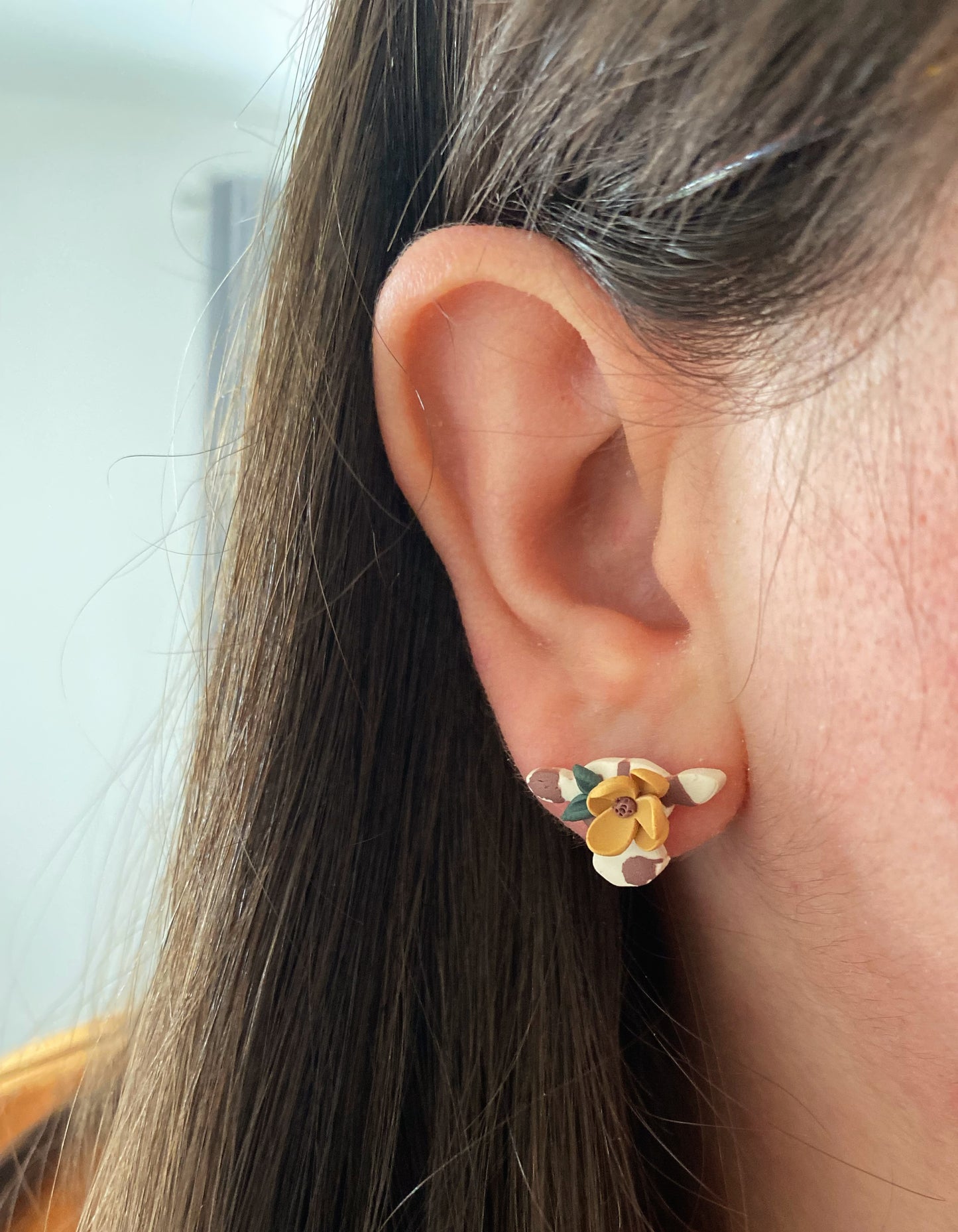 Autumn Floral Cow Studs