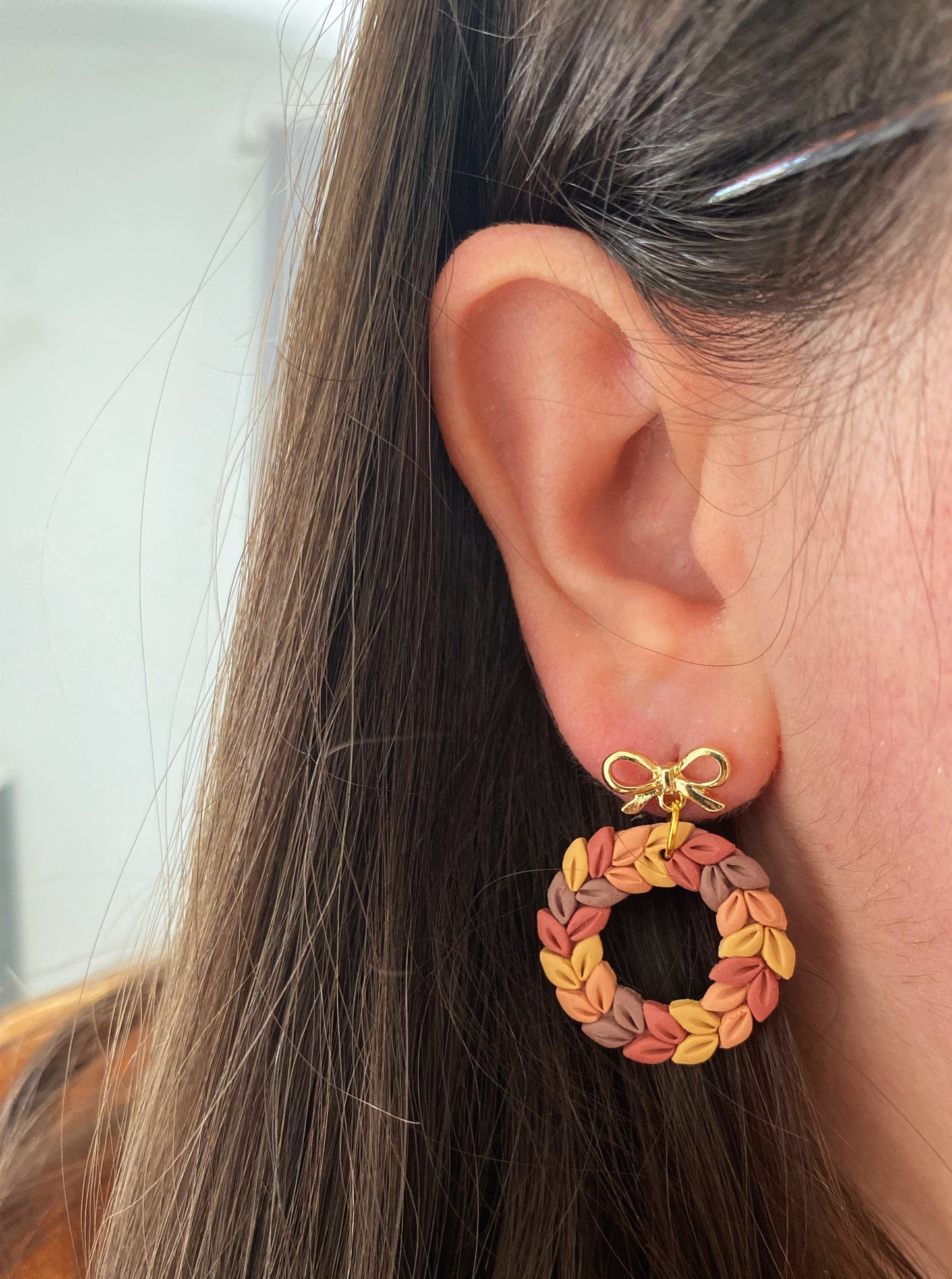 Autumn Leaves Wreath Bow Earrings