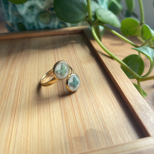 Green Butterfly Double Ring