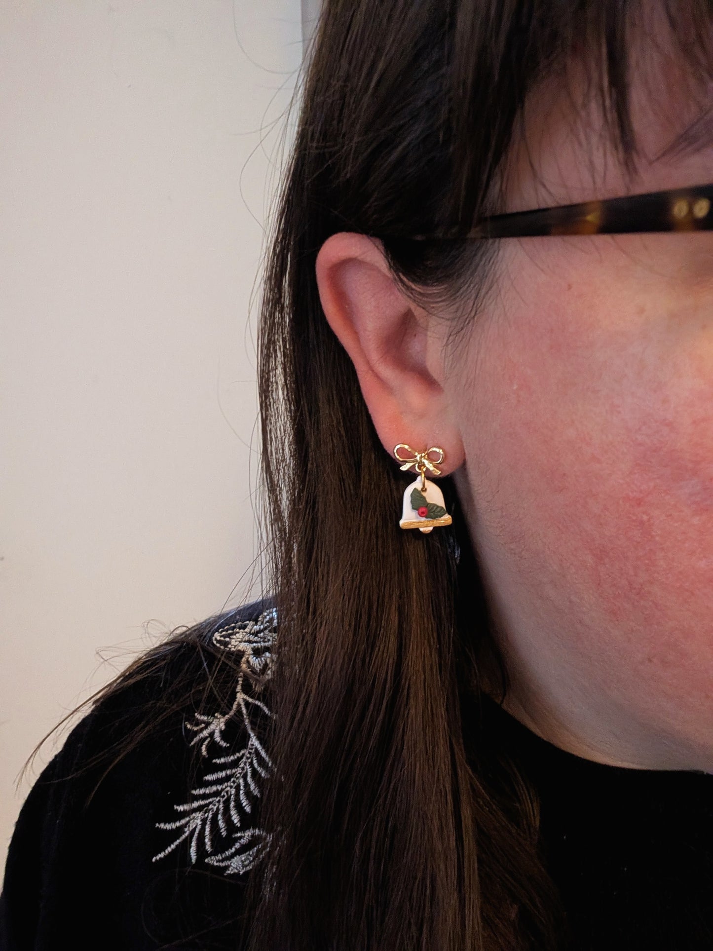 Holly Bells Bow Earrings