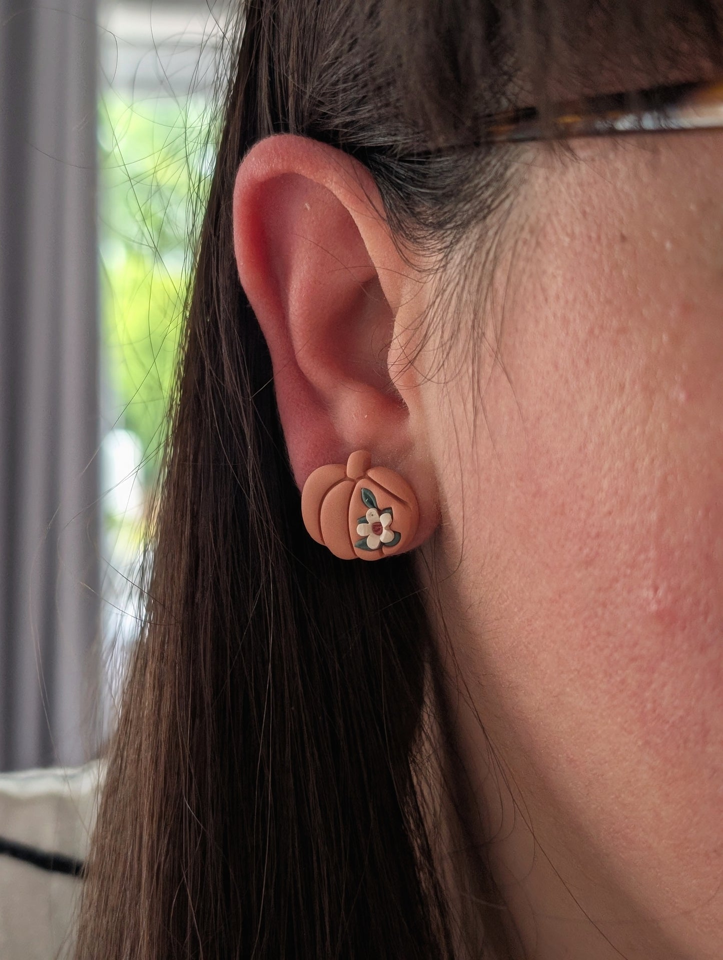 Floral Pumpkin Studs