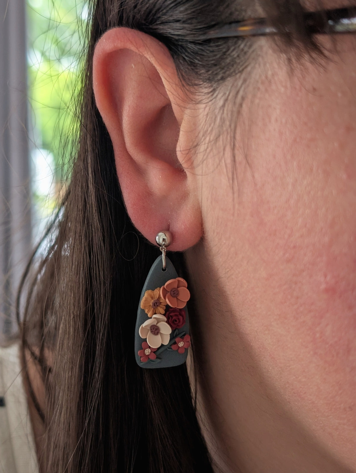 Autumn Floral Dagger Ball Post Earrings