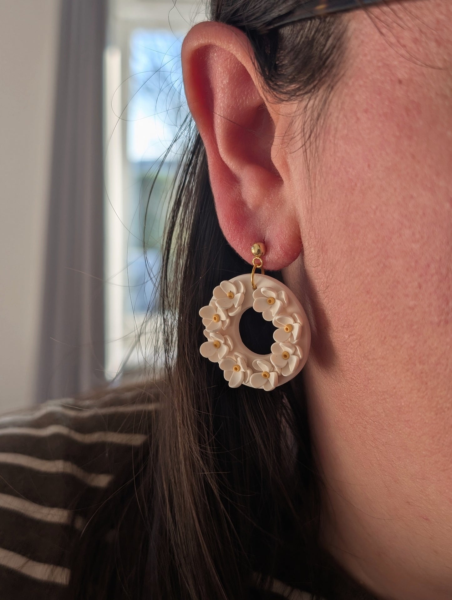 Daisy Bouquet Circle Ball Post Earrings