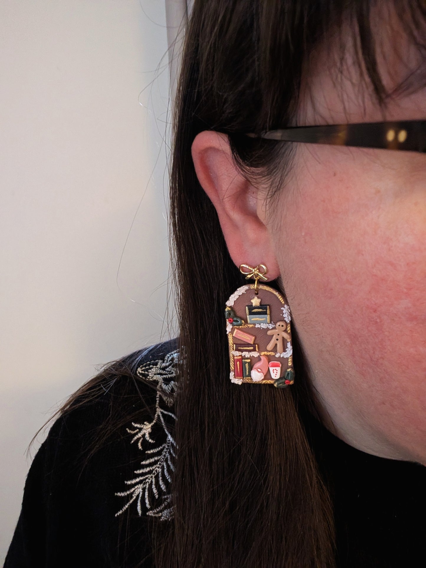 Festive Bookcase Bow Earrings