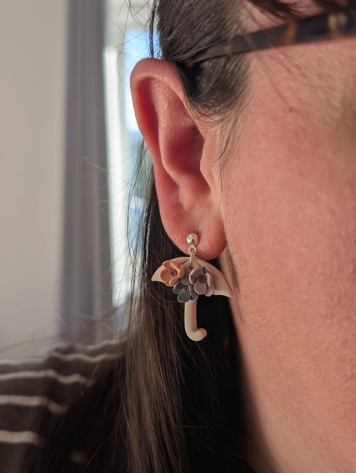 Floral Bouquet Umbrella Ball Post Earrings