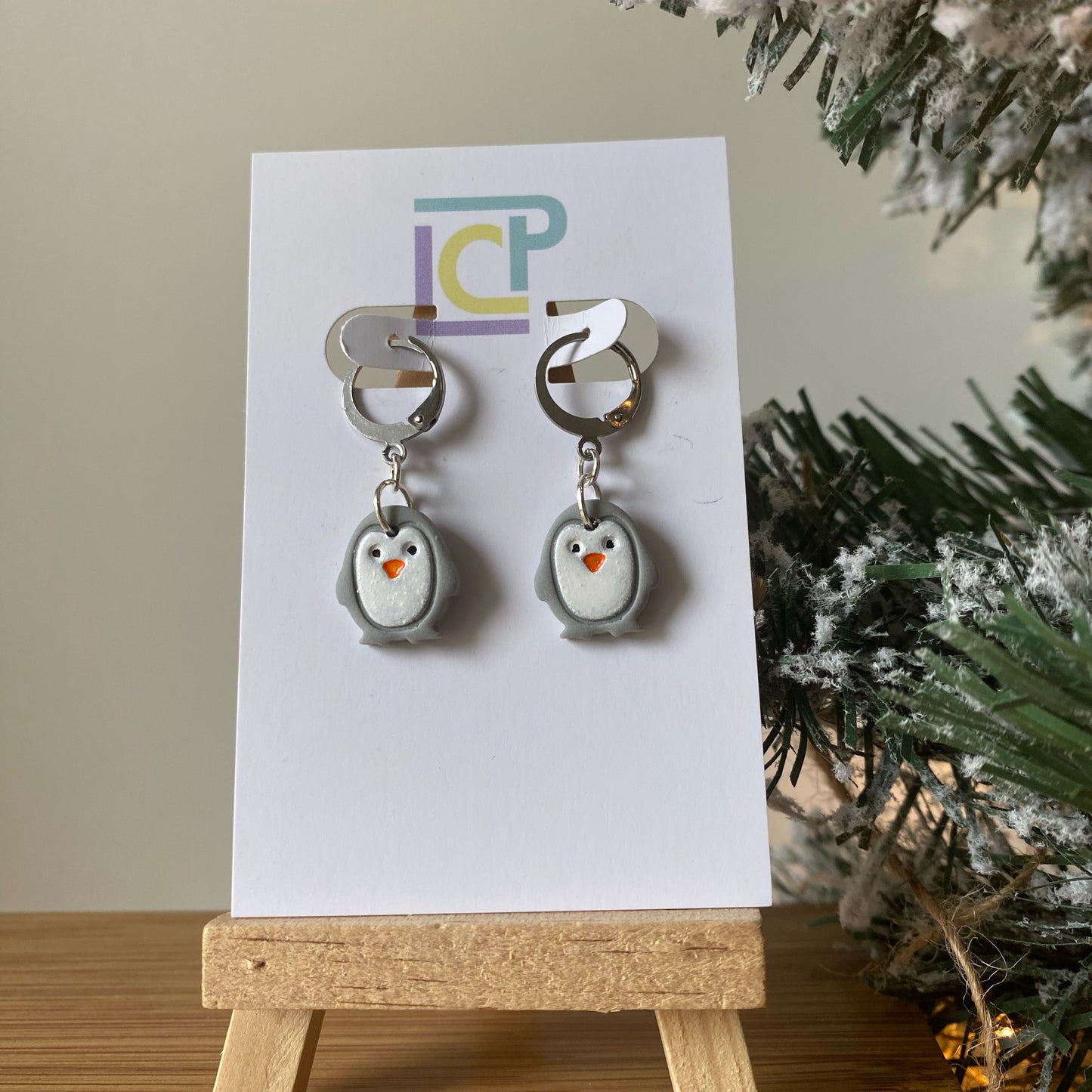 Snowy Penguin Huggie Hoops