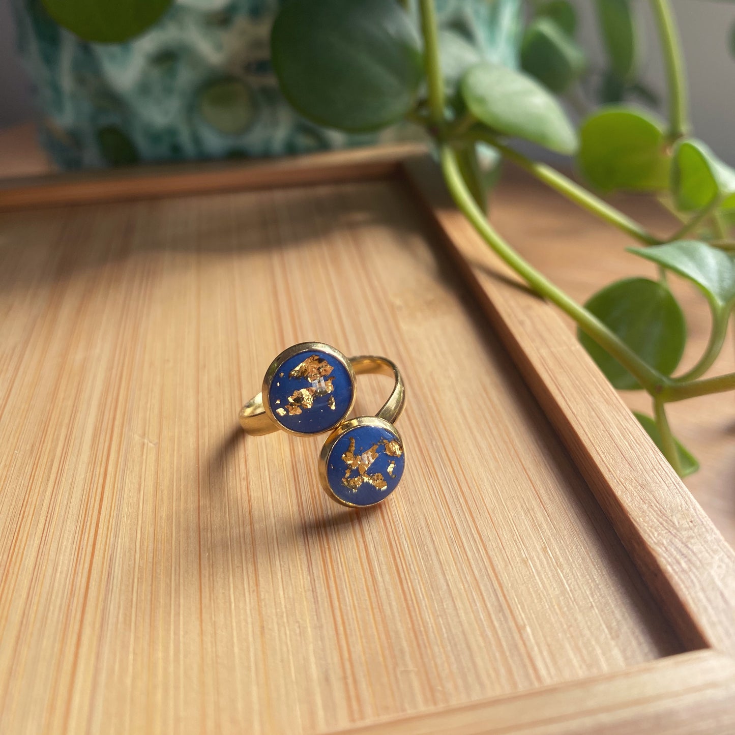 Blue And Gold Foil Double Ring