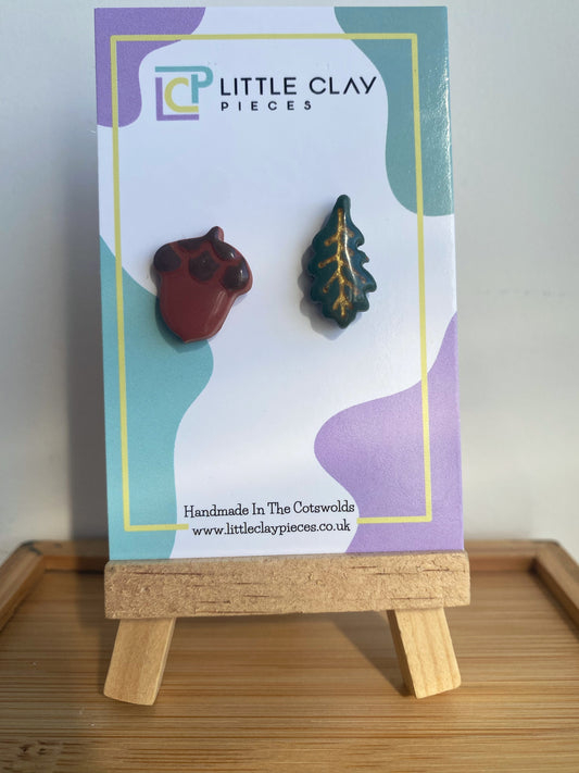 Acorn and Leaf Studs