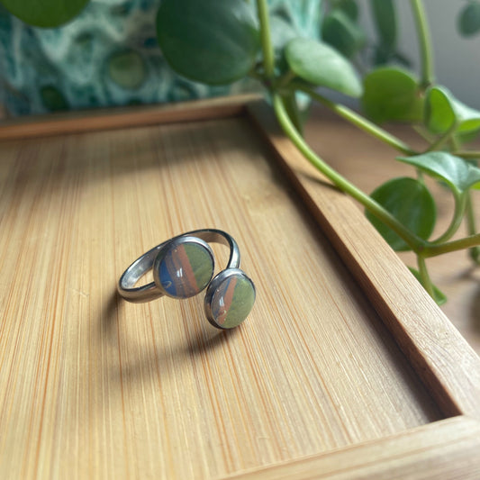 Blue Wave Double Ring