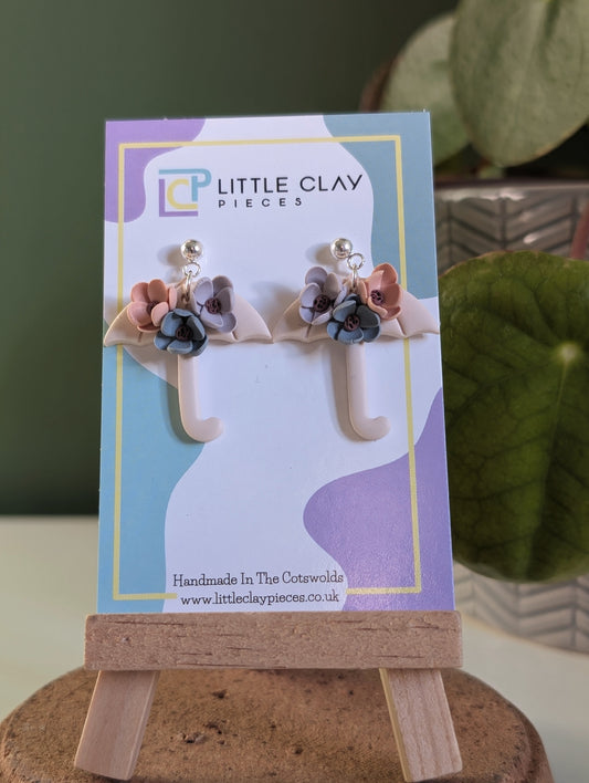 Floral Bouquet Umbrella Ball Post Earrings
