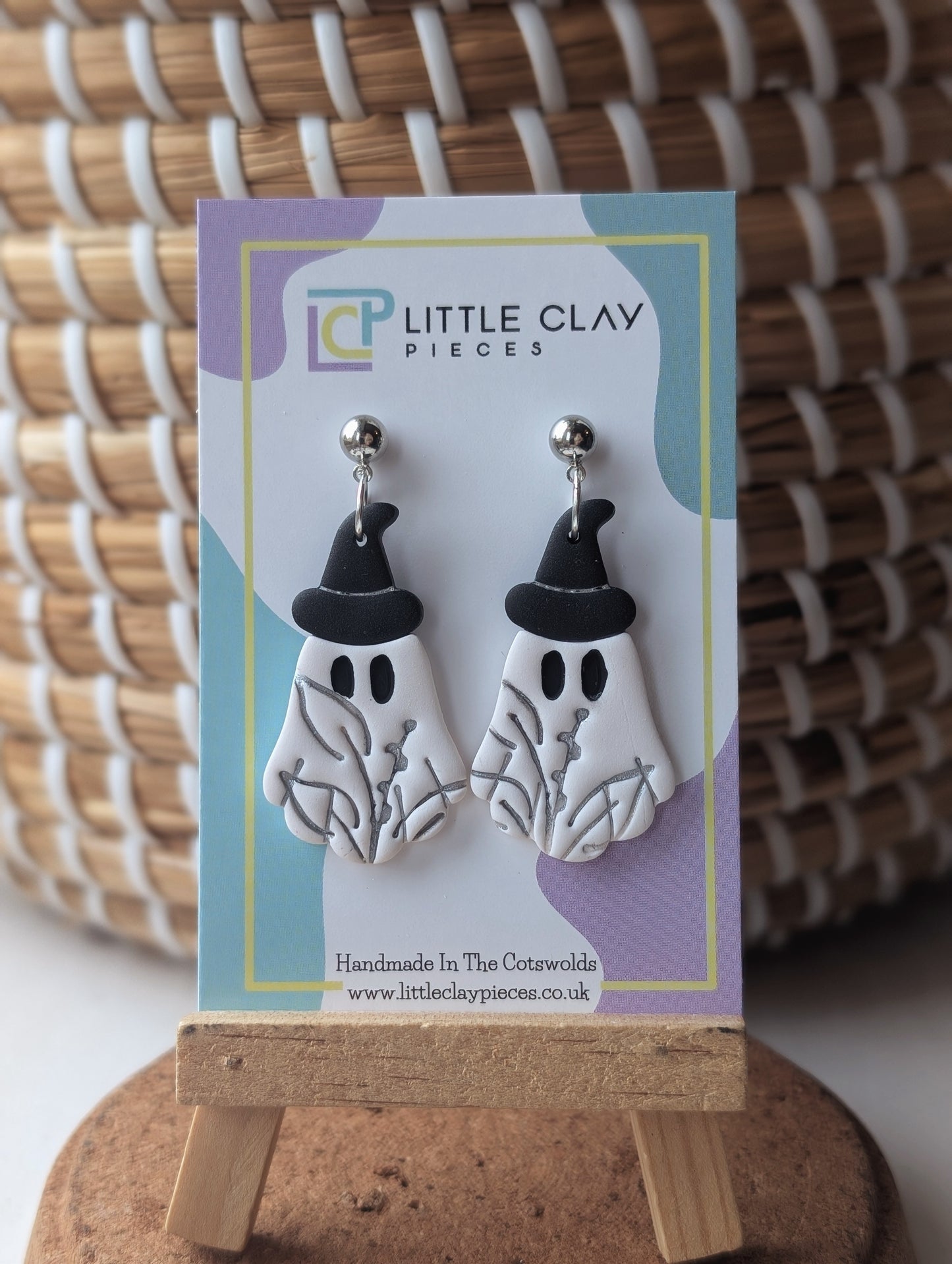 Witch Ghost Ball Post Earrings