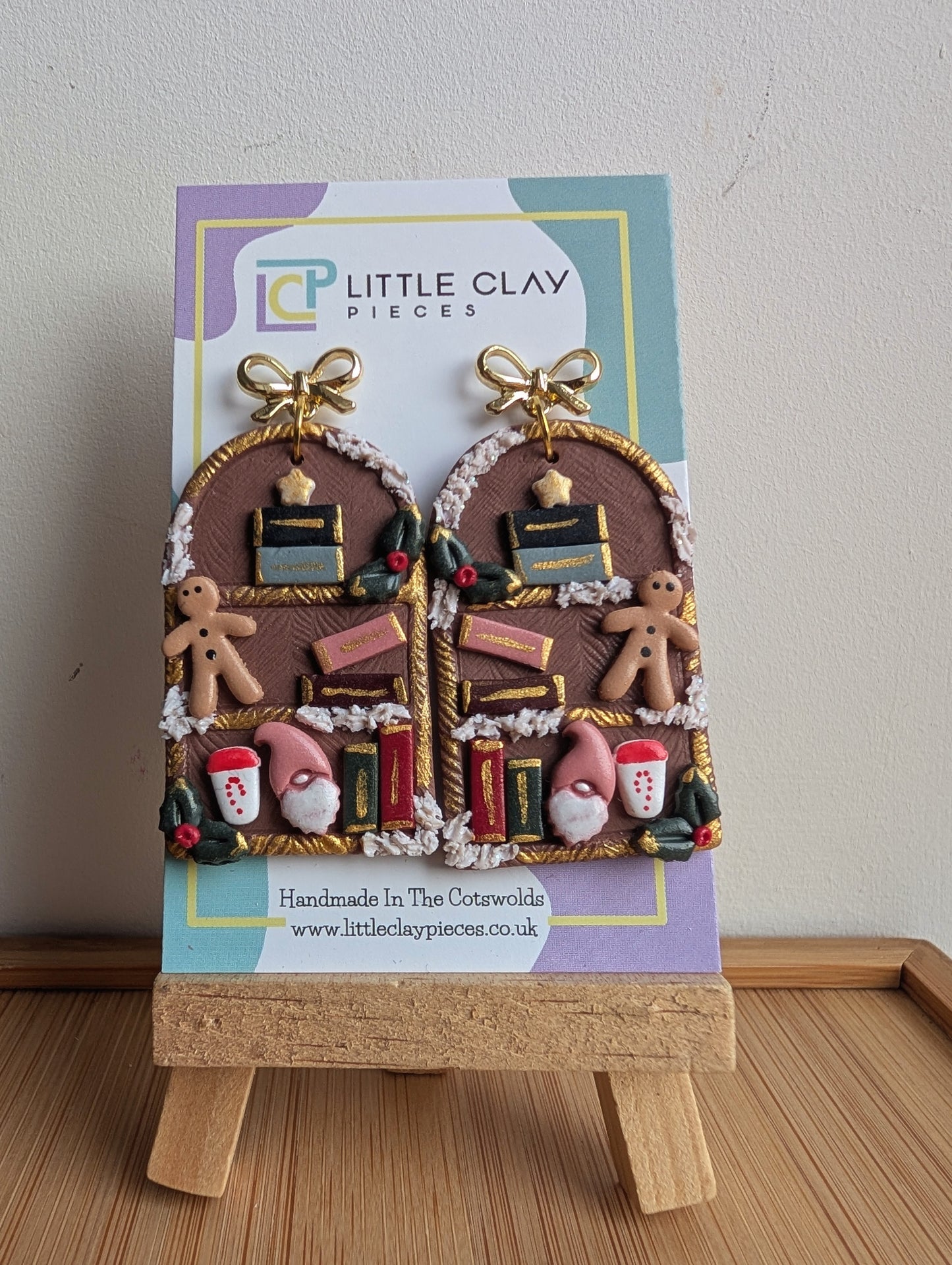 Festive Bookcase Bow Earrings