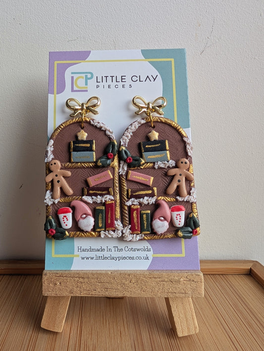 Festive Bookcase Bow Earrings