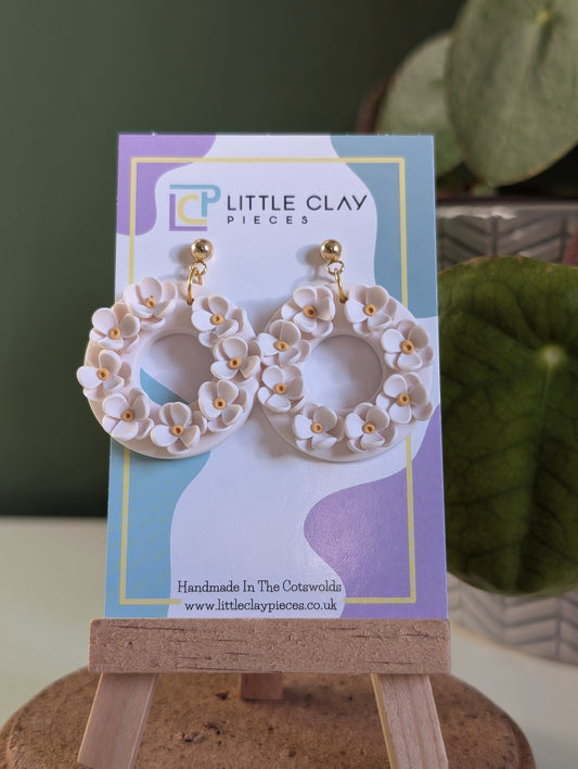 Daisy Bouquet Circle Ball Post Earrings