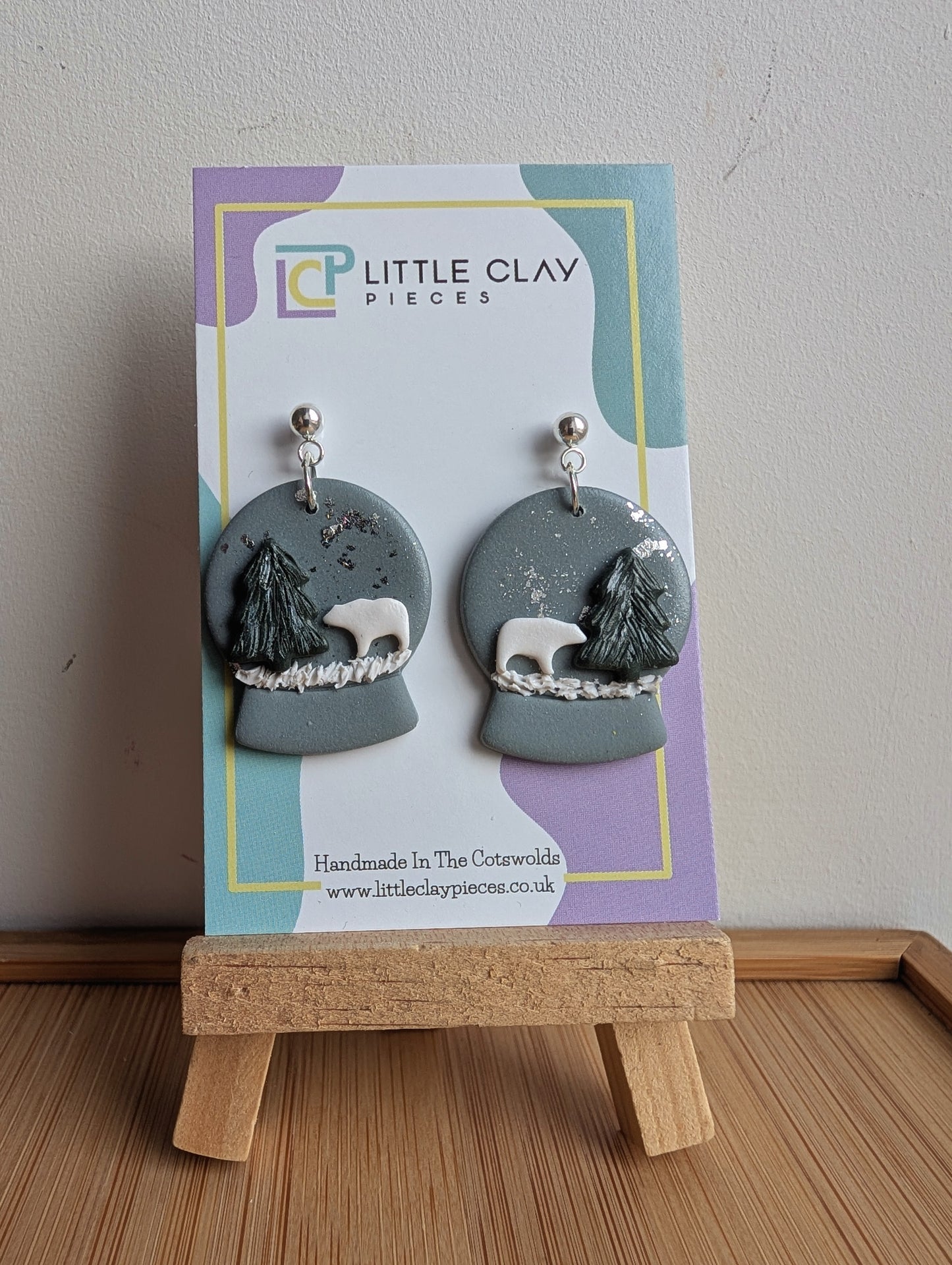 Snowy Scene Globe Ball Post Earrings