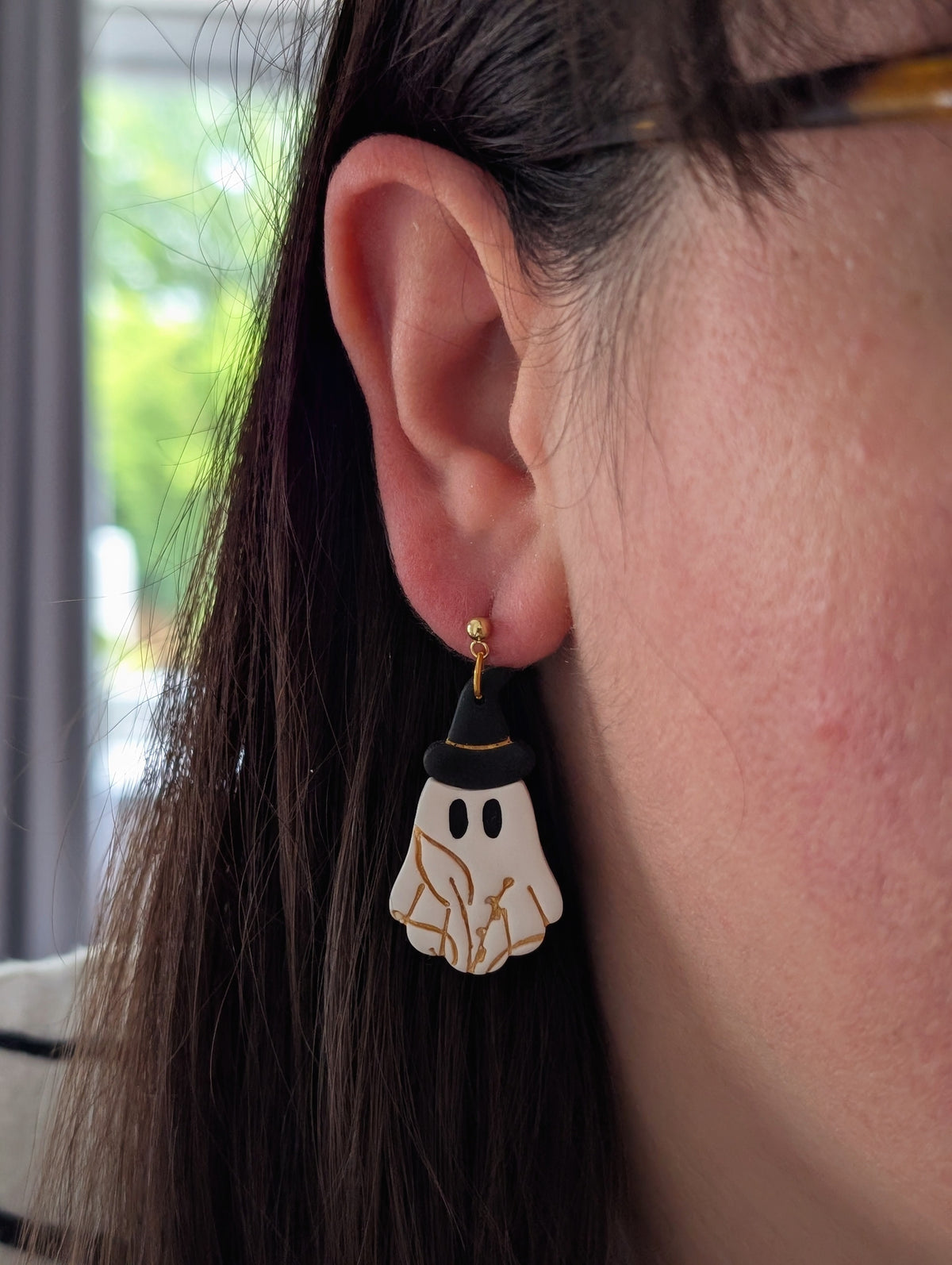 Witch Ghost Ball Post Earrings