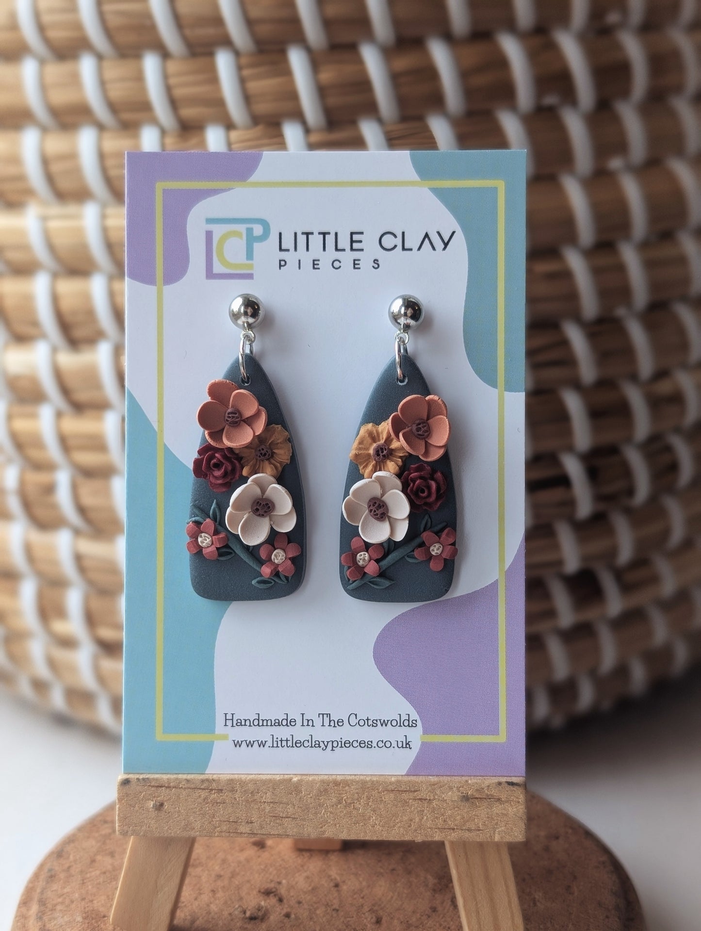 Autumn Floral Dagger Ball Post Earrings