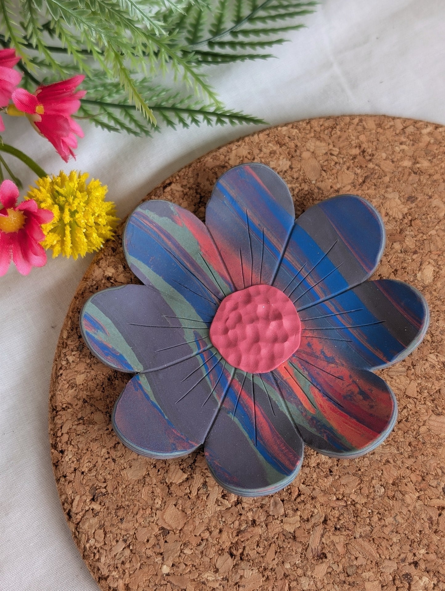 Multicoloured Flower Trinket Tray