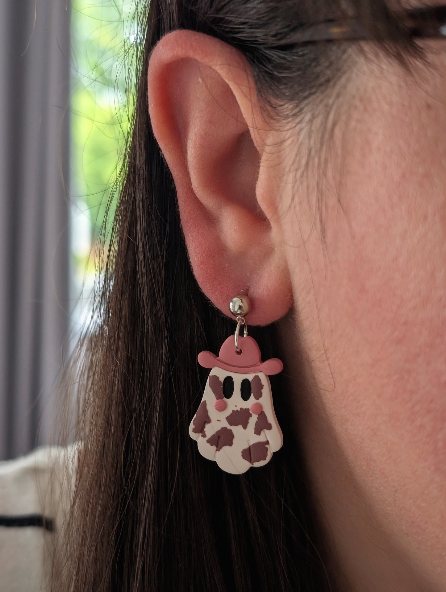 Cowboy Ghost Ball Post Earrings