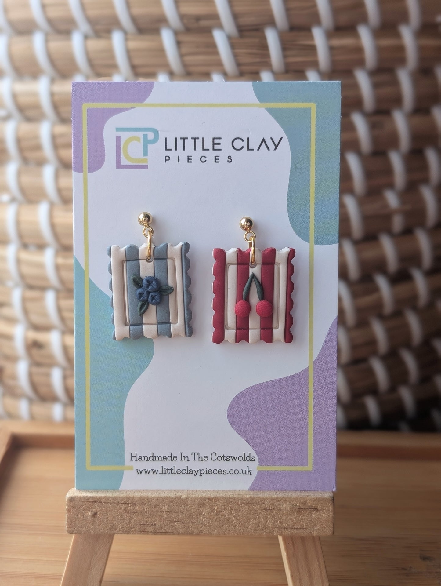 Fruit Stamp Ball Post Earrings