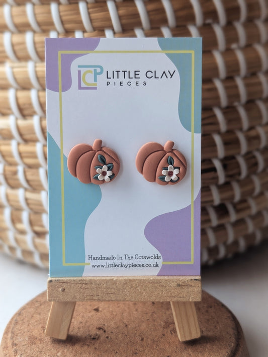 Floral Pumpkin Studs